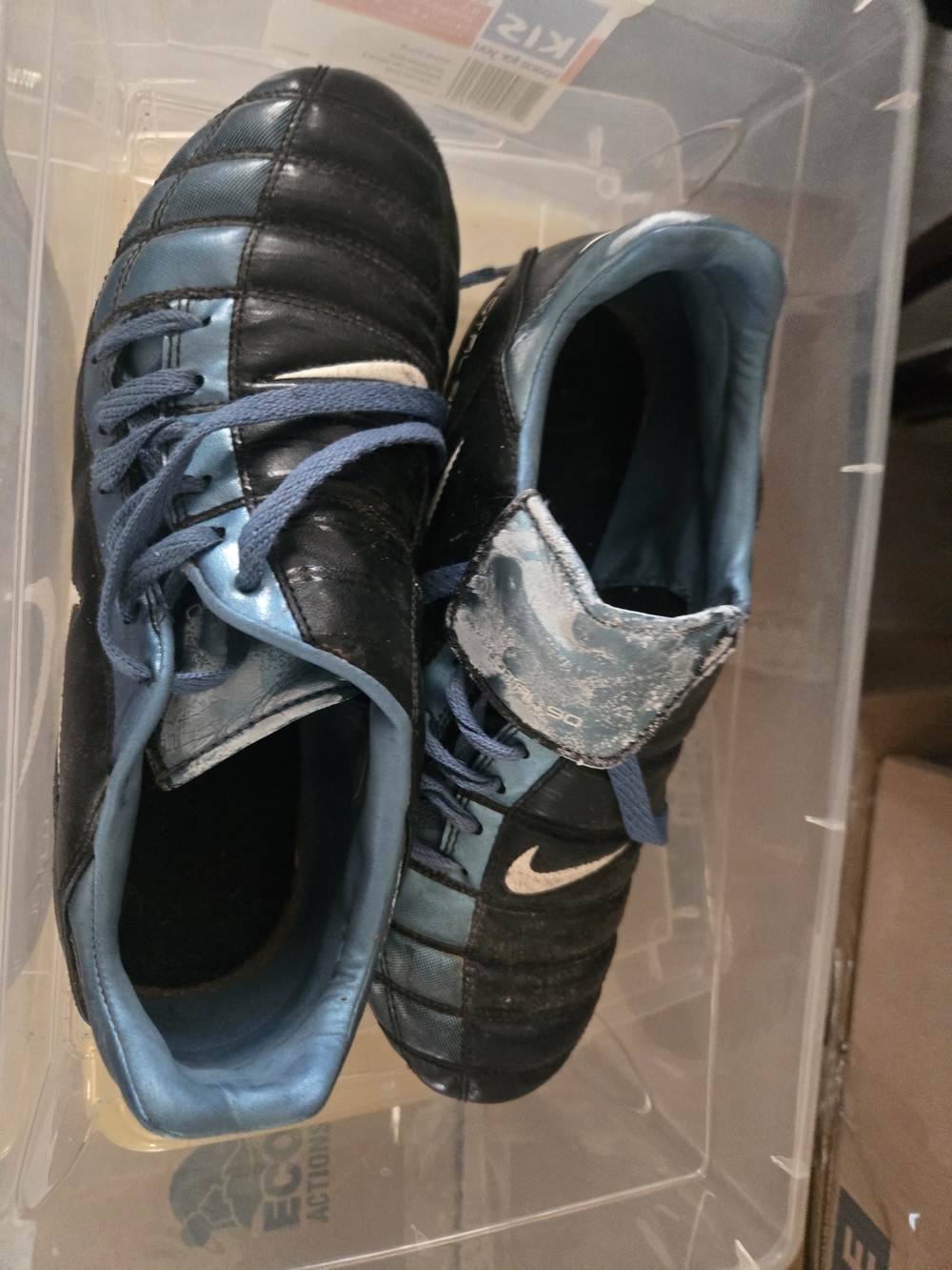 Nike Black and Light Blue Soccer Cleats